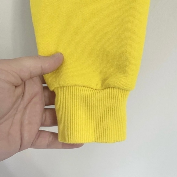 Collusion Women's Cropped Oversized Crew Neck Sweatshirt in Yellow Size 0 - Picture 5 of 7